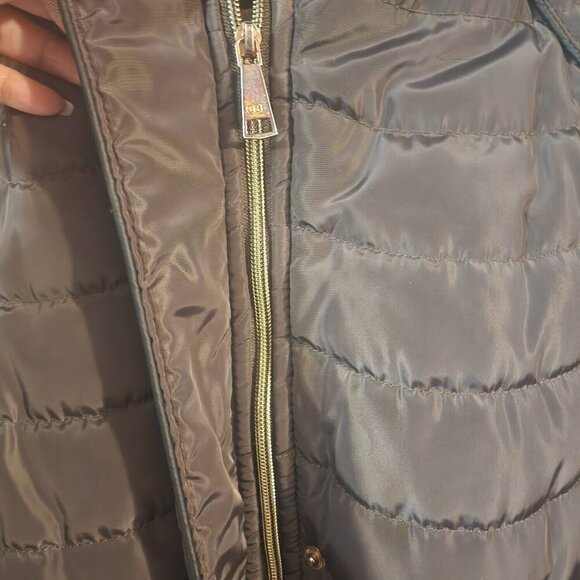 Coca Bella Detachable Hooded Faux Fur Belted Jacket Women's Size EG Dark Olive - Picture 4 of 8